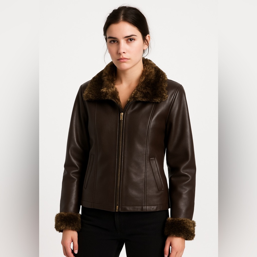 vtg bb dakota Womens Brown penny lane jacket Y2K Faux Leather Size Medium Boho